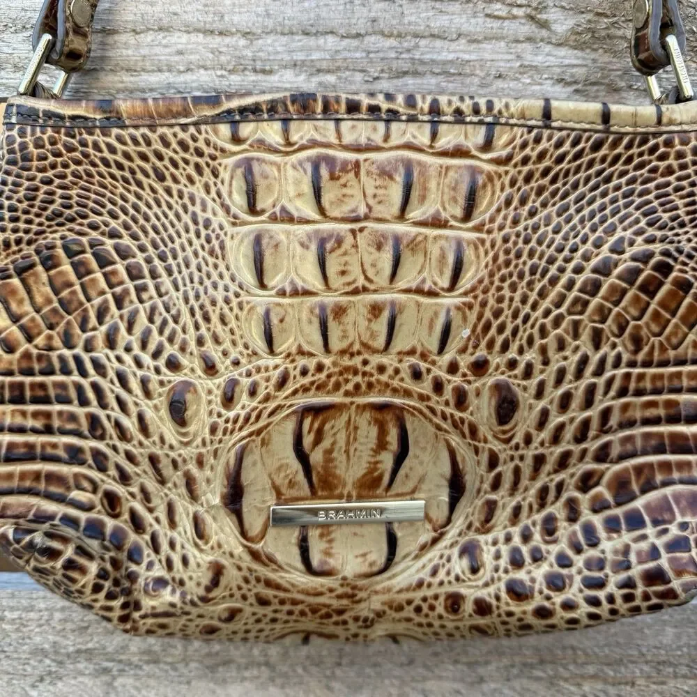 Brahmin Lorelei Shoulder Bag Genuine Leather Pecan Melbourne Small Crocodile